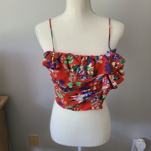 NWT Zara corseted floral crop top Size medium